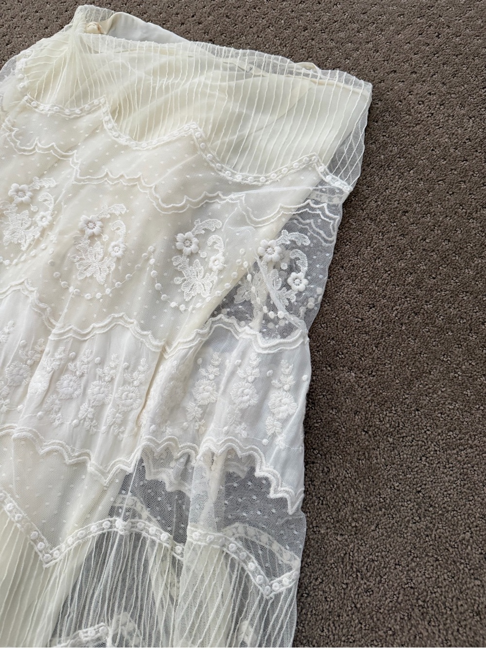 Polo Ralph Lauren Ivory Embroidered Lace Maxi Skirt Size 4 - Picture 4 of 12